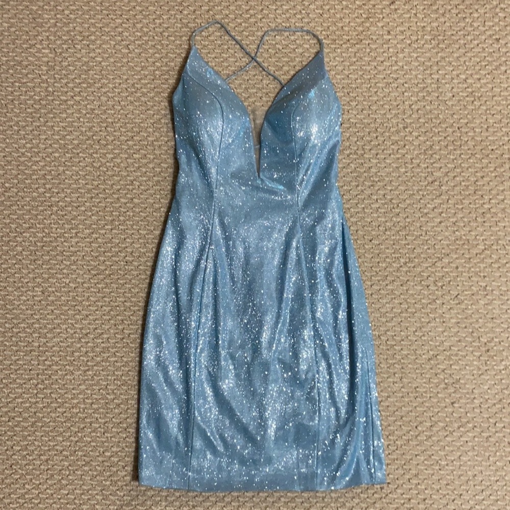 Baby blue semi-formal/ short prom dress